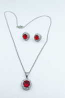 Aquamarine-Color Necklace and Earring Set – Gold-Tone Plated with Cubic Zirconia