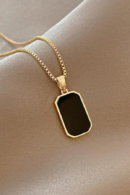 Black Enamel Rectangle Pendant