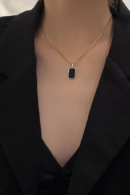 Black Enamel Rectangle Pendant