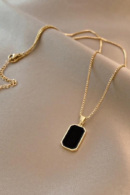 Black Enamel Rectangle Pendant