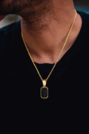 Black Enamel Rectangle Pendant