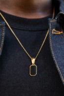 Black Enamel Rectangle Pendant